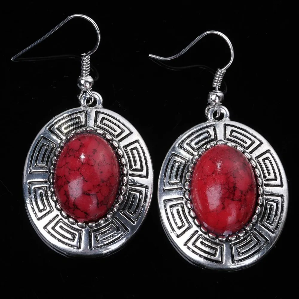 Модные Винтажные серьги ювелирные изделия для вечеринок Тибет серебро Овальный