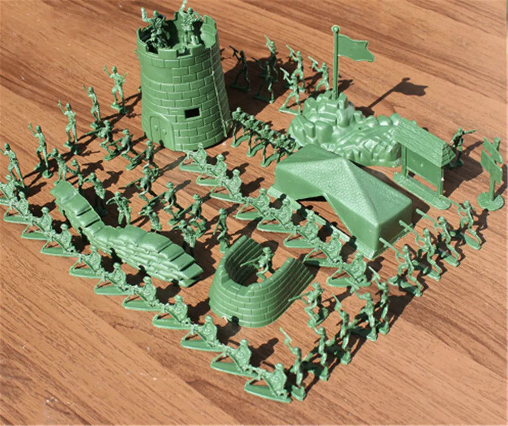 100 шт./лот Военная пластиковая фигурка героя зеленая красная игрушка 4 см армия