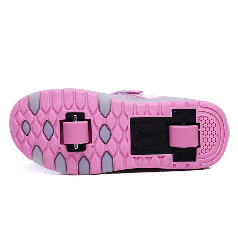 New Pink USB Charging Fashion Girls Boys LED Light Roller Skate Shoes For Children Kids Sneakers With Wheels Two wheels | Детская одежда