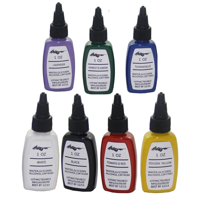 

7pcs permanent makeup pigment ink 30ml(1OZ) tattoo paint 7colors tattoo ink kit