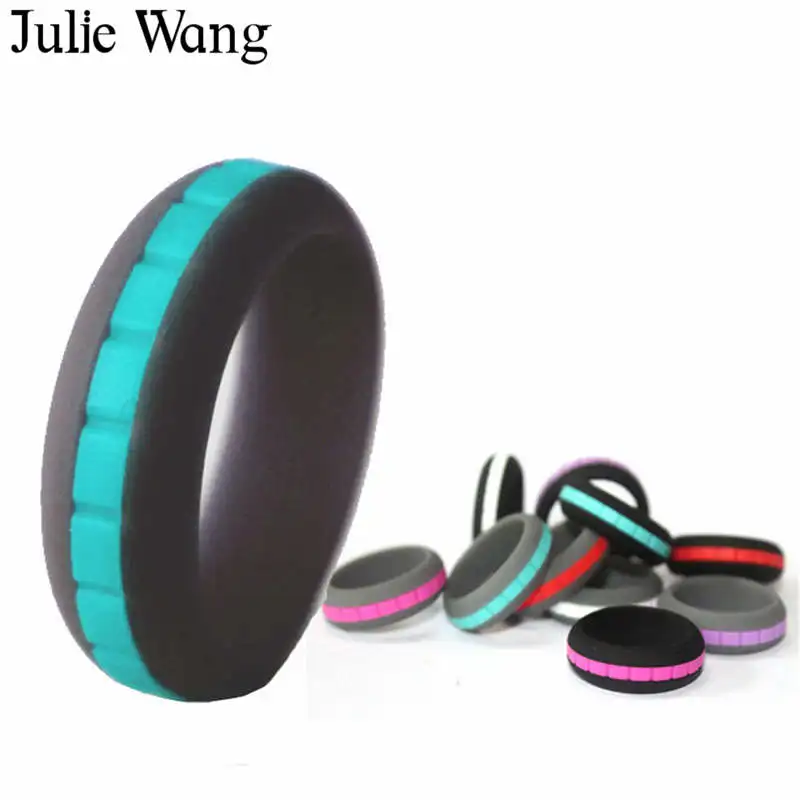 Julie Wang 1 набор 8 мм простые силиконовые Лоскутные кольца Настройка Красочная