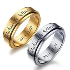 Кольца-Спиннеры с гравировкой для мужчин и женщин, персонализированные вращающиеся обручальные кольца из нержавеющей стали, с датой и именем, на заказ