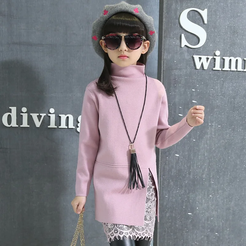 Хлопковое весеннее кружевное платье принцессы с длинными рукавами для девочек