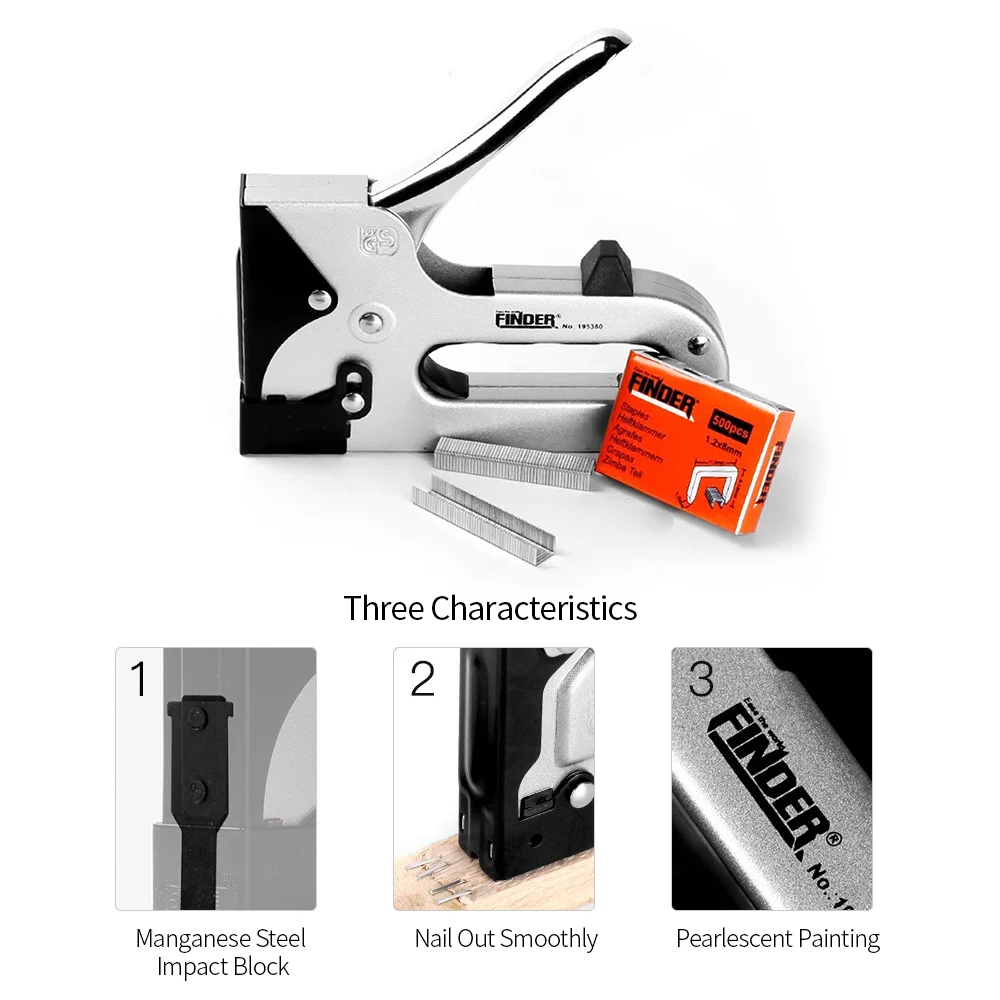 Ручной степлер для гвоздей дверного типа с 1000 скобами украшения столярных работ