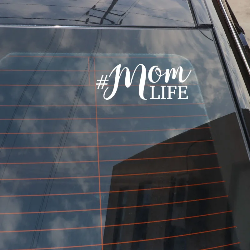 

QYPF 16.3CM*6.1CM Fashion #Mom Life Vinyl Car Window Sticker Decal Black Silver Decor C15-2878