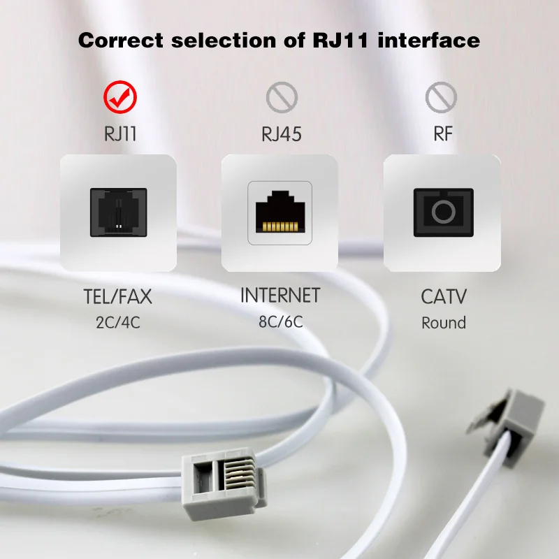 2 м телефонный кабель RJ11 6P2C телефон 26AWG бескислородная медная проволока REACH/ROHS белый плоский провод анти-разрыв кристалл вилка
