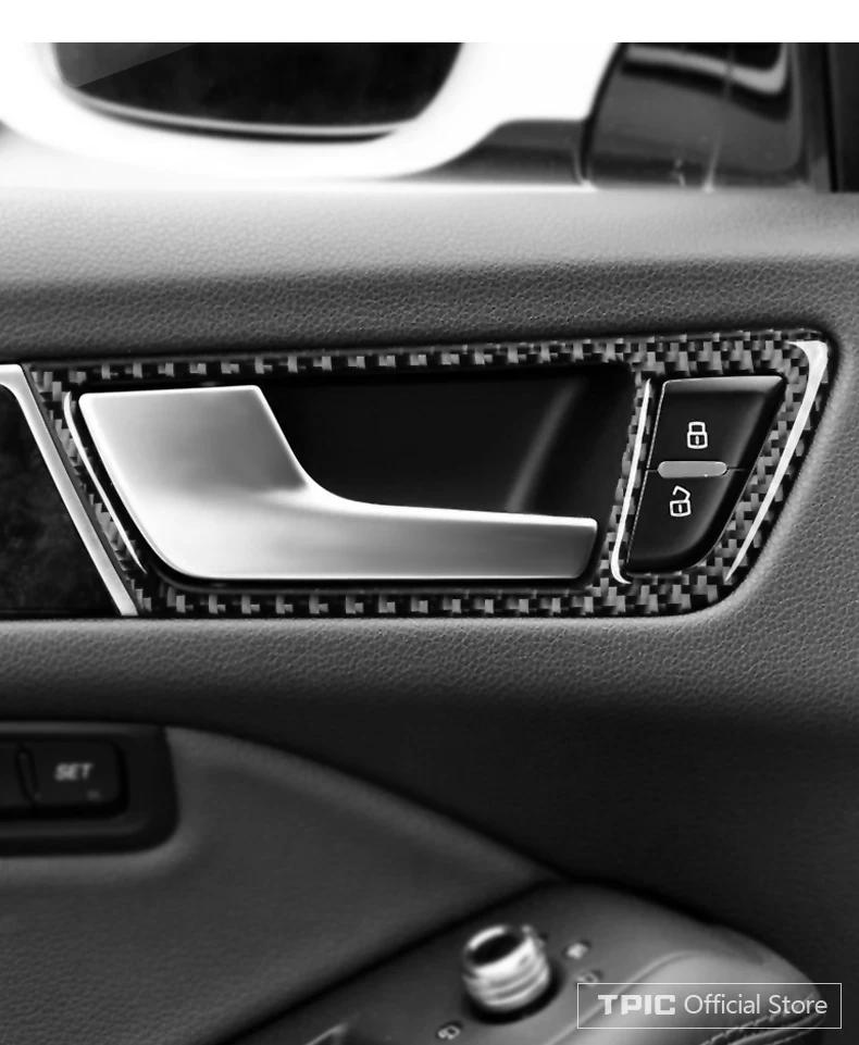 Автомобильный Стайлинг для Audi Q5 SQ5 карбоновая ручка для двери автомобиля наклейки для двери Чаша панельные крышки наклейки аксессуары для салона автомобиля