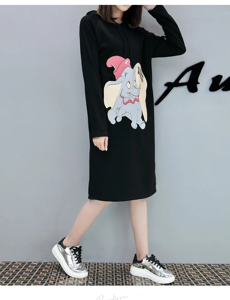 Женское осеннее повседневное Свободное длинное худи свитшот с длинным рукавом