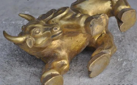 YM 308 счастливая фотография латунная статуя богатства ruyi Китайский Фэншуй bull oxen