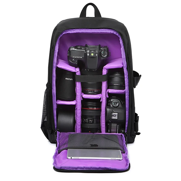 Фиолетовый Обновленный водонепроницаемый рюкзак цифровая DSLR фото мягкая сумка с дождевиком Laotop 15," многофункциональная камера мягкий чехол для видео - Цвет: Фиолетовый
