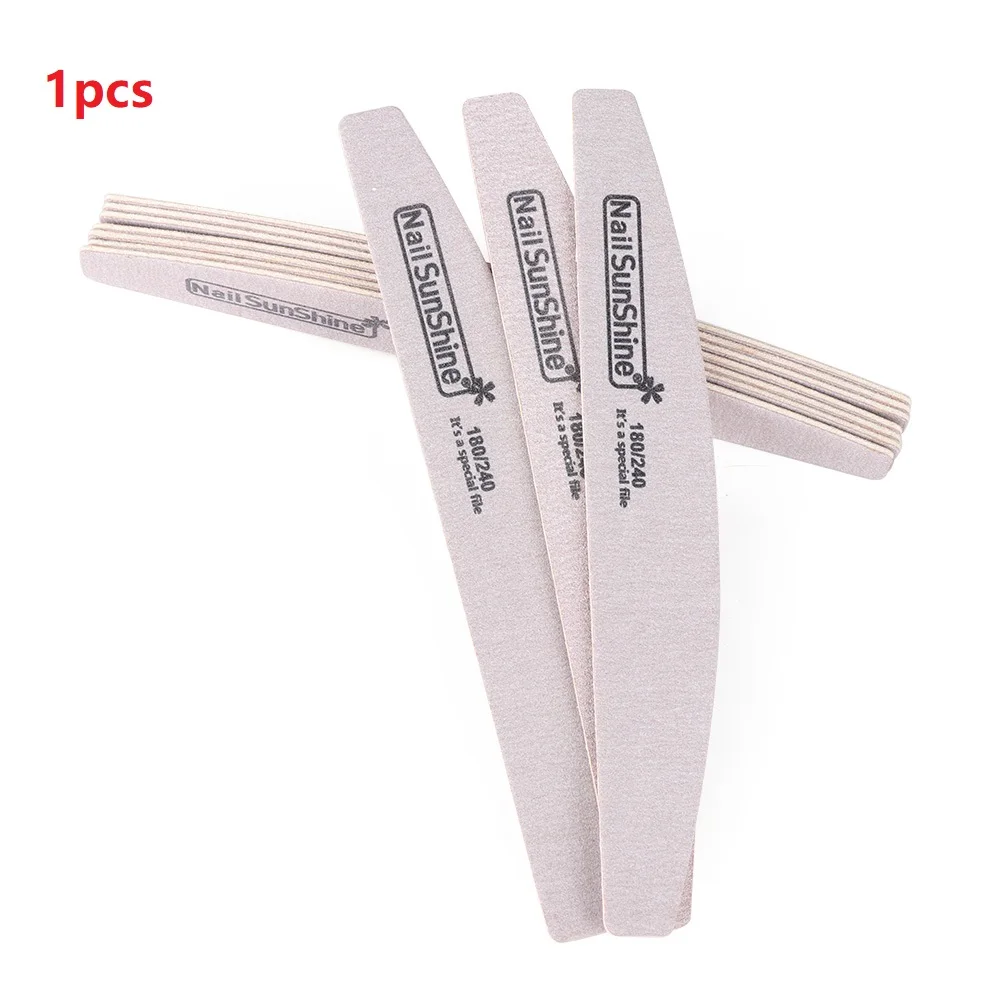 1pc Wooden 180/240 Sanding Buffer Block Pedicure Professional Manicure Buffing Polish Beauty Tools Nail Files Grey Boat Buffer