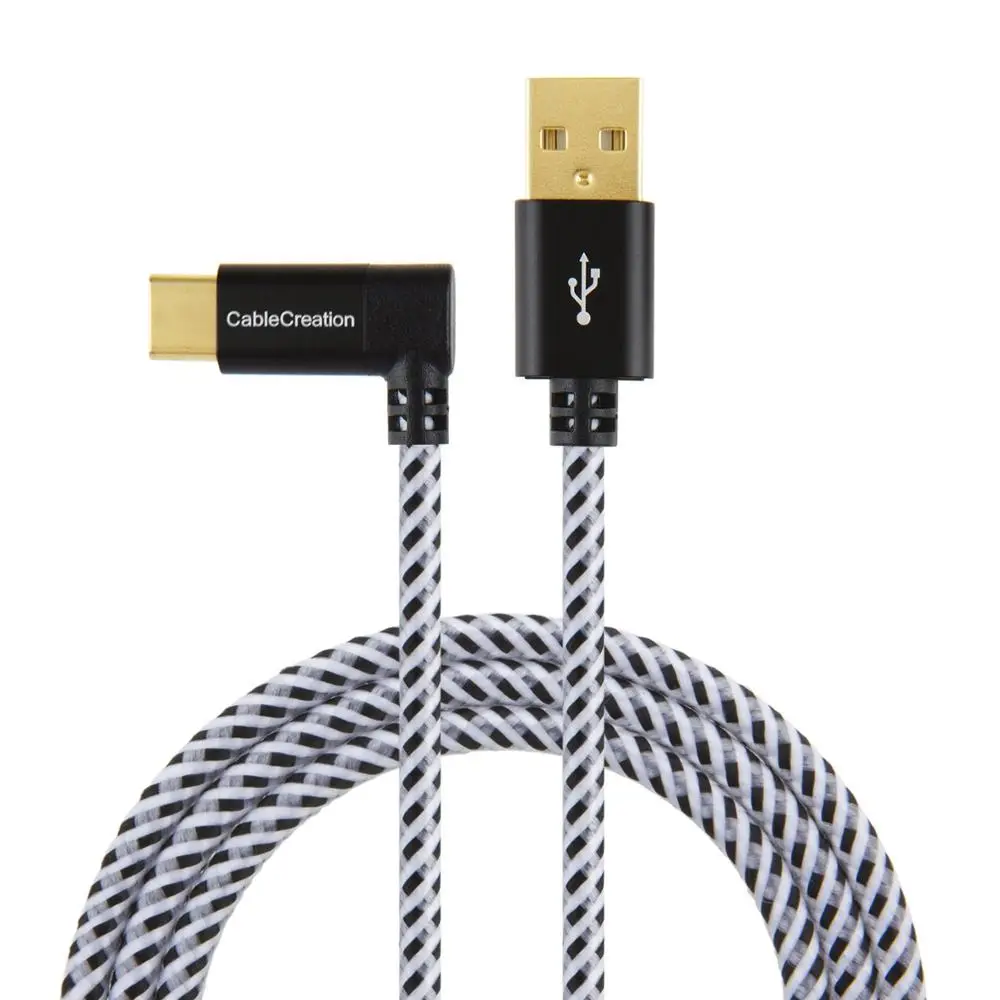 Кабель типа C к USB A кабель с прямым углом плетения для зарядки и передачи данных