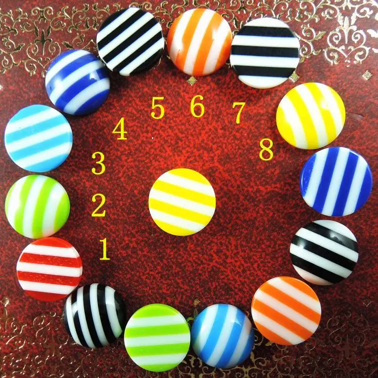 

Wholesale 8 Colors 10mm 100pcs Stripe Solid Resin Round Flat Back Half Beads Diy Jewelry Findings Craft Scrapbooking HA-62