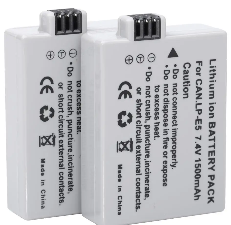 2 battery LP-E5 аккумулятор 1500 мАч+ зарядное устройство для CANON EOS 450D 500D 1000D EOS Rebel XSi EOS Rebel XS Kiss X3, Kiss X2, Kiss F Rebel XS - Цвет: 2 battery