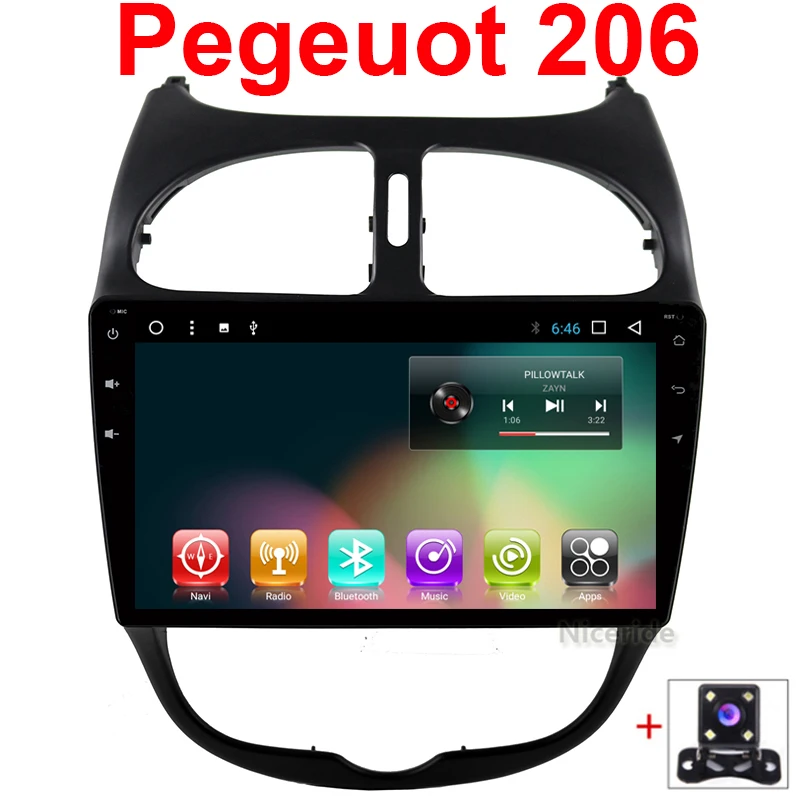 9 &quotAndroid 8 1 двойной Din автомагнитола Стерео gps Navi no CD dvd плеер для peugeot 206 2000 2016