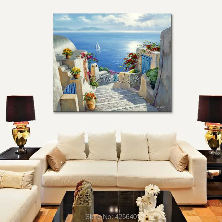 Картина для гостиной средиземноморские морские пейзажи ручная роспись