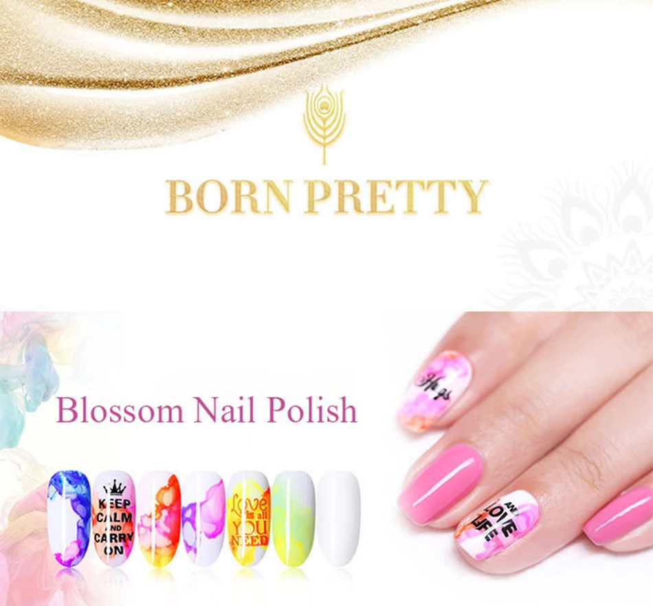 BORN PRETTY 6ml Blossom Nail Polish Magic Blooming Effect Whiter Purple Flower Nail Art Varnish Manicure DIY Design