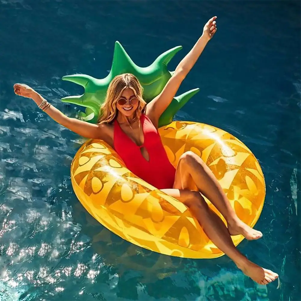 Inflatable Pineapple Swim Ring Adult Floating Row Bed Oversized Mount Water Foldable Portable Life Buoy | Спорт и развлечения