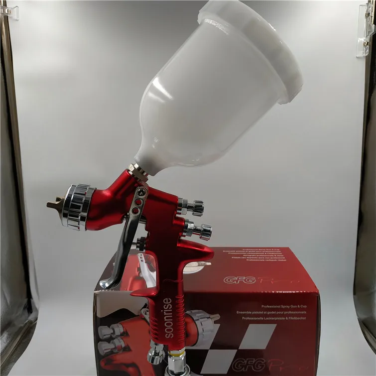 GFG Pro 1.3mm nozzle SOONRISE GFG Pro пистолет для покраски автомобиля, HVLP пистолет-распылитель, 600cc пластиковая чашка гравитационного типа подачи, 1,3 мм сопло - Цвет: GFG Pro 1.3mm nozzle