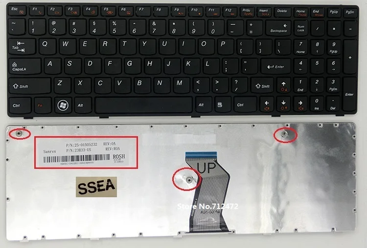 

SSEA New US Keyboard English for Lenovo G570 G570A G570G G575 G575A G575G Z565 Z560 laptop Keyboard