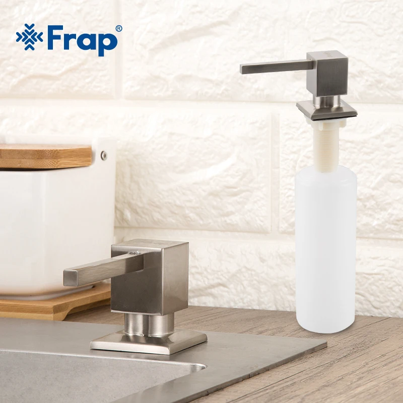 Диспенсер для жидкого мыла FRAP, матовая никелевая металлическая кухонная раковина из нержавеющей стали, встроенный диспенсер для мыла