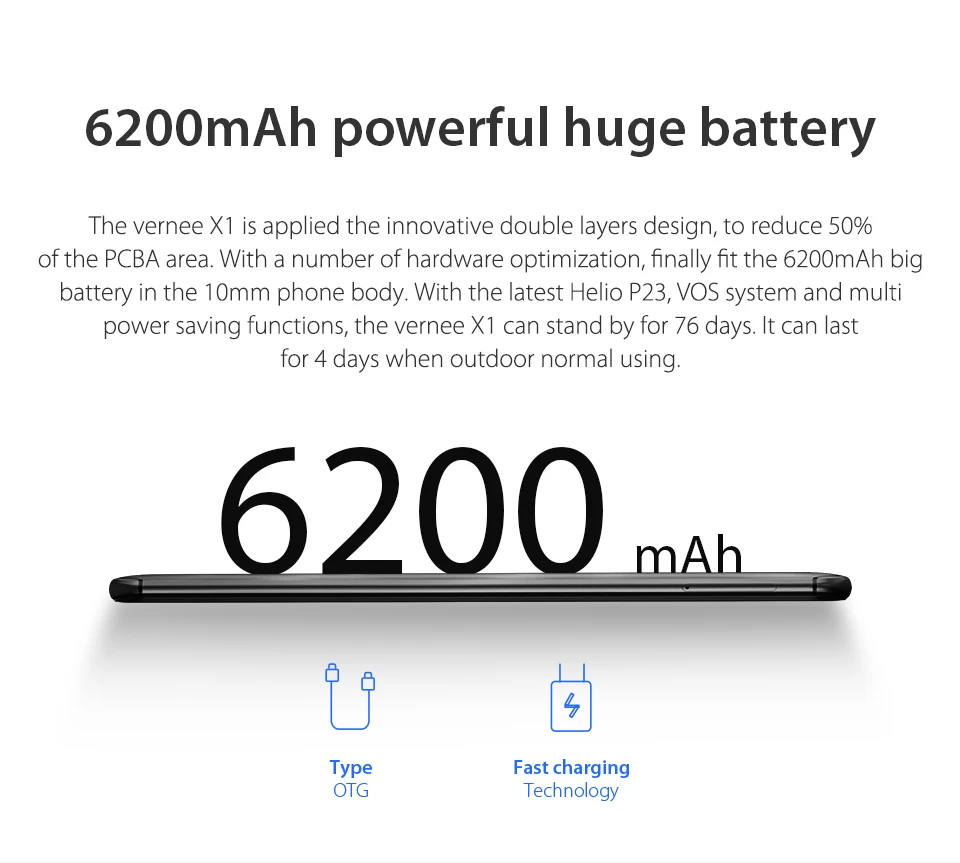 Vernee X1 6 ГБ ОЗУ 64 Гб ПЗУ 4G Смартфон Android 7 1 5 99 'ཎ:9 полный экран MT6763 6200 мАч 4 камеры