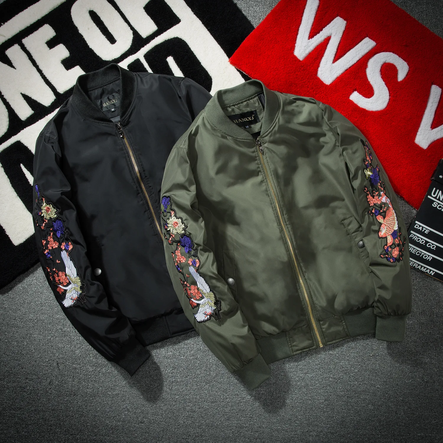 2018 осень-зима мужской Вышивка куртка мужская Повседневное одноцветное Цвет