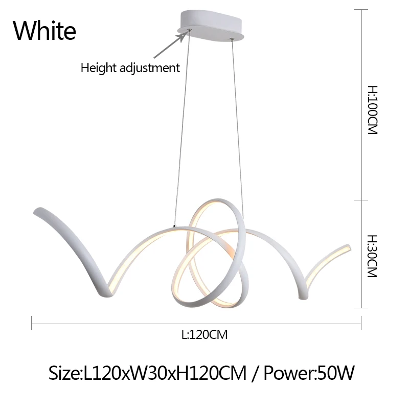 White 120xW30CM Креативный светодиодный алюминиевый скандинавский светильник, светодиодный светильник, современная люстра для гостиной, столовой, светодиодный светильник - Цвет абажура: White 120xW30CM