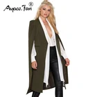 2019 Женские Повседневный Тренч пальто открытой передней ветровка плащ Разделение легкий плащ-Тренч зимняя Длинная накидка вечерние блейзер в уличном стиле