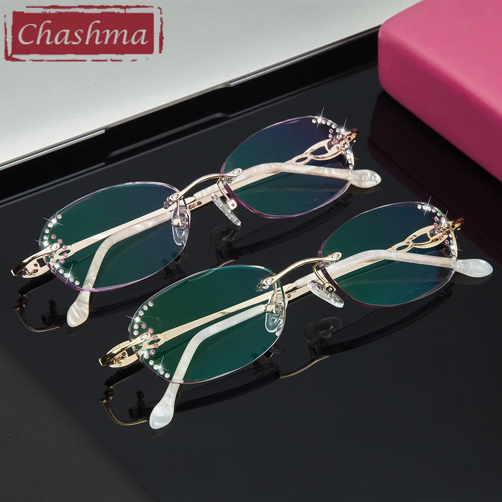 Брендовые женские очки Chashma в оправе прозрачные с линзами алмазным оттенком для