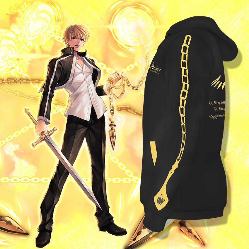 Аниме! Черная футболка с капюшоном Fate Series Archer толстовка героями мультфильма King of