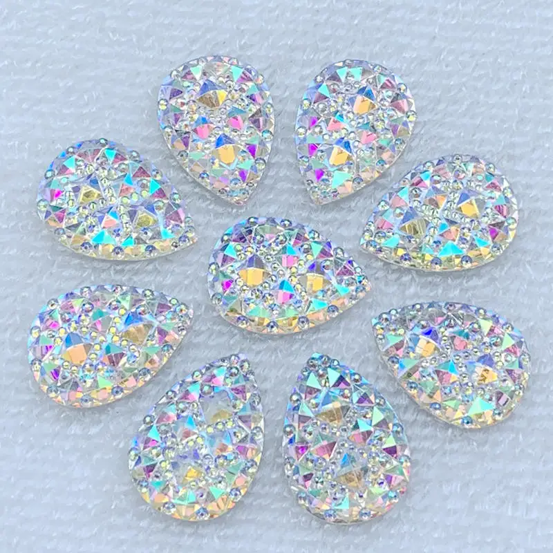 Блестящая Каплевидная форма каплевидный цвет AB не пришитые Стразы с плоской