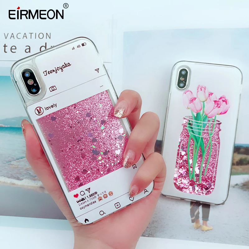 Чехол с жидким зыбучим песком для iPhone X XS чехол 6 6s 7 8 Plus XR Блестящий Мягкий из ТПУ