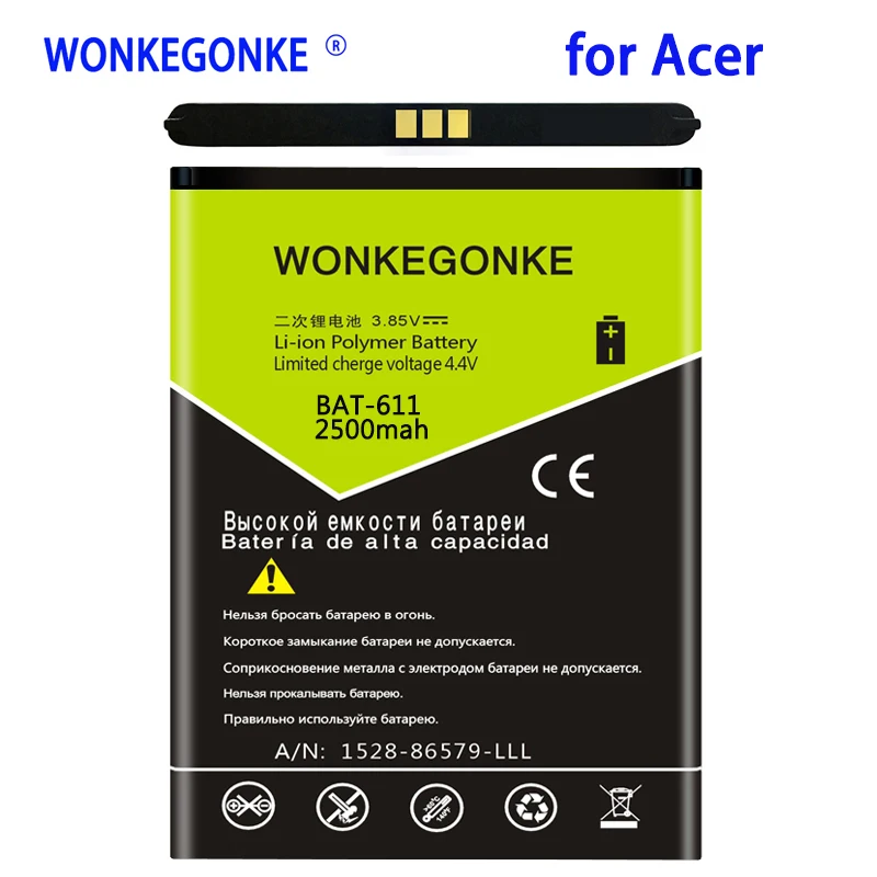 

Аккумулятор WONKEGONKE 2500 мАч BAT-611 для Acer Liquid Z4 Z140 Z160 BAT611