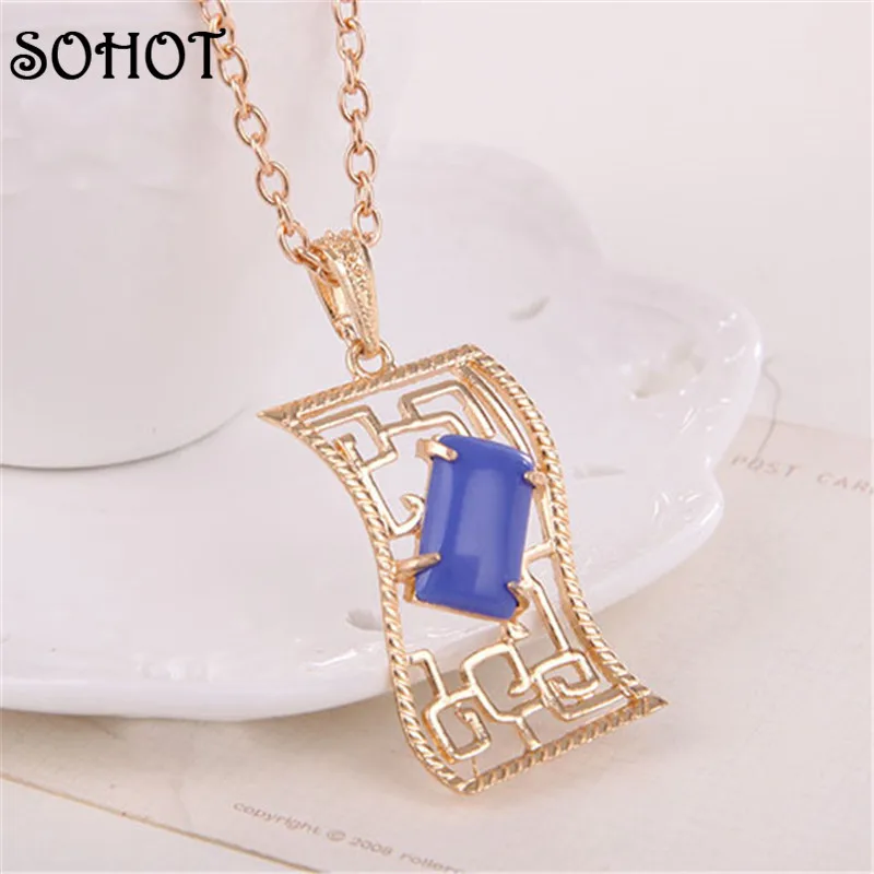 SOHOT 3 цвета Опаловый камень кристалл геометрия кулон ожерелье серьги гвоздики для