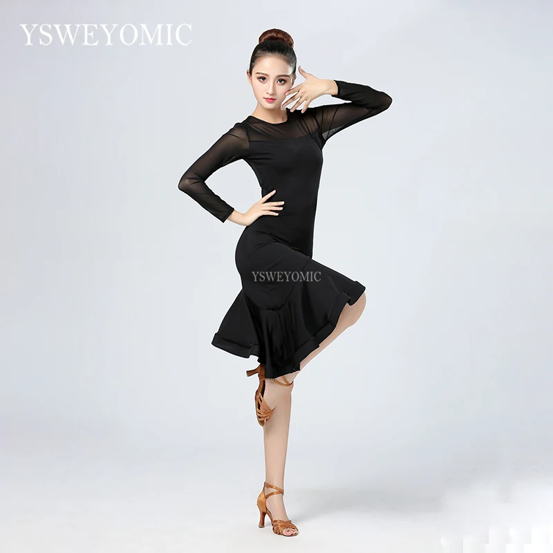 Wholesale Price Latin Training Dress Women Dance Costume Girls Dresses Black |