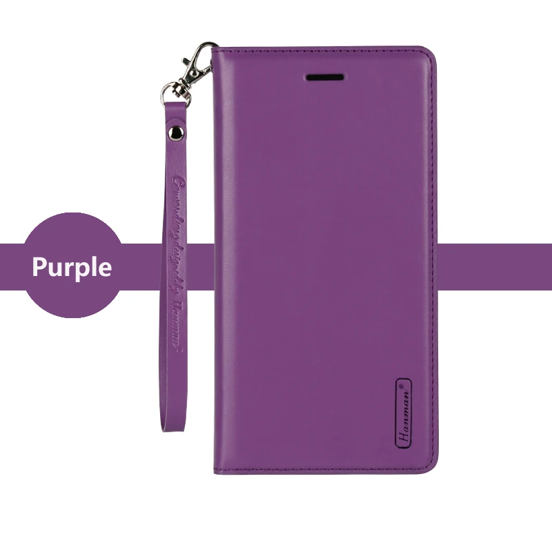 Purple Кожаный чехол-книжка Hanman для samsung Galaxy S7 edge, S8, S9, S10, S10e Plus, чехол-кошелек с отделением для карт - Цвет: Purple