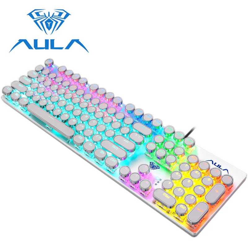 Punk Silver-2068 Механическая игровая клавиатура RGB светодиодный подсветкой 104 клавиш с подсветкой teclado анти-ореолы большие клавиши крутой дизайн для PC Gamer - Цвет: Punk Silver-2068