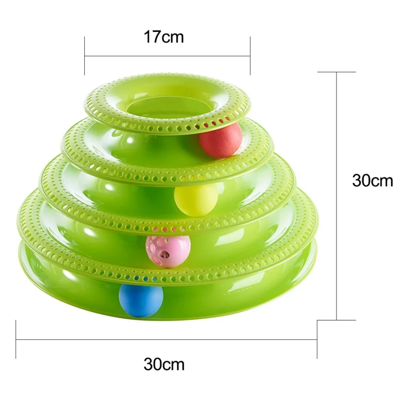 

Pets Interactive Toys Cats Three-tier Turntable Pet Intellectual Track Tower Funny Cat Toy Plate 4 Balls 3 Balls