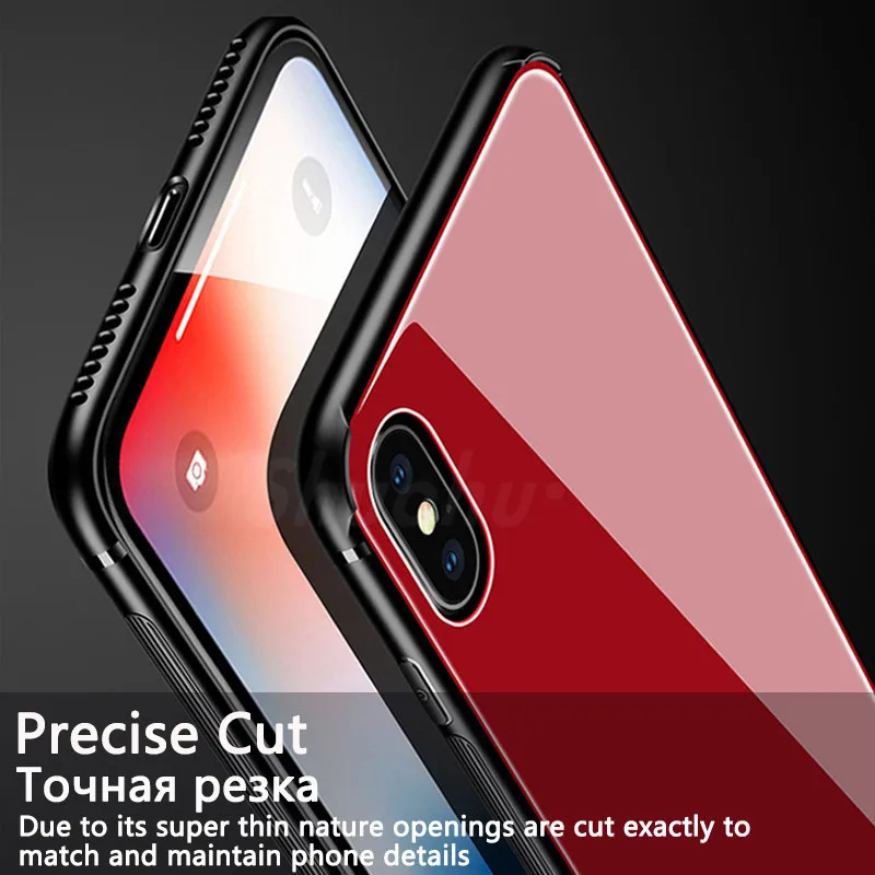 Shuohu закаленное Стекло сзади + TPU чехол для Iphone 7 6S 6 Plus случаях Элитный силиконовый X