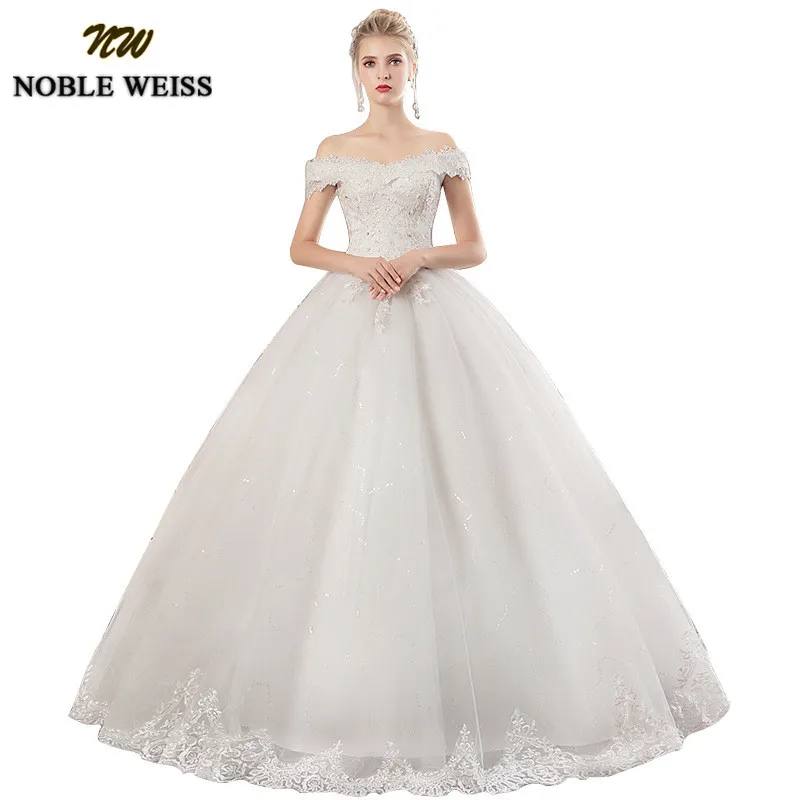 Благородный WEISS Vestido de Noiva 2019 свадебные платья принцессы с открытыми плечами