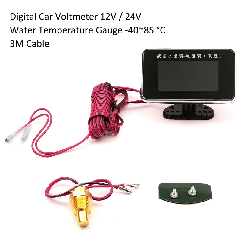 2 в 1 Универсальный Автомобильный ЖК дисплей Экран Цифровой вольтметр измеритель