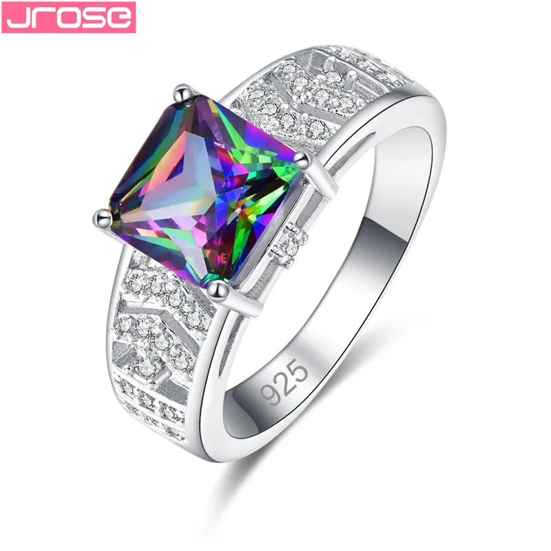 Кольцо JROSE большие квадратные кольца с синим камнем модное винтажное Серебряное