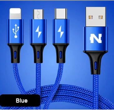 3 IN 1 Blue NOHON 3 в 1 USB кабель 2 в 1 Тип C 8Pin Кабель зарядного устройства микро-usb для iPhone 8 7 6 6S Plus iOS 10 9 8 USB-C кабели для телефонов Android - Цвет: 3 IN 1 Blue