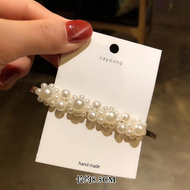 Женская заколка для волос с жемчугом элегантная Заколка пряжка в Корейском стиле