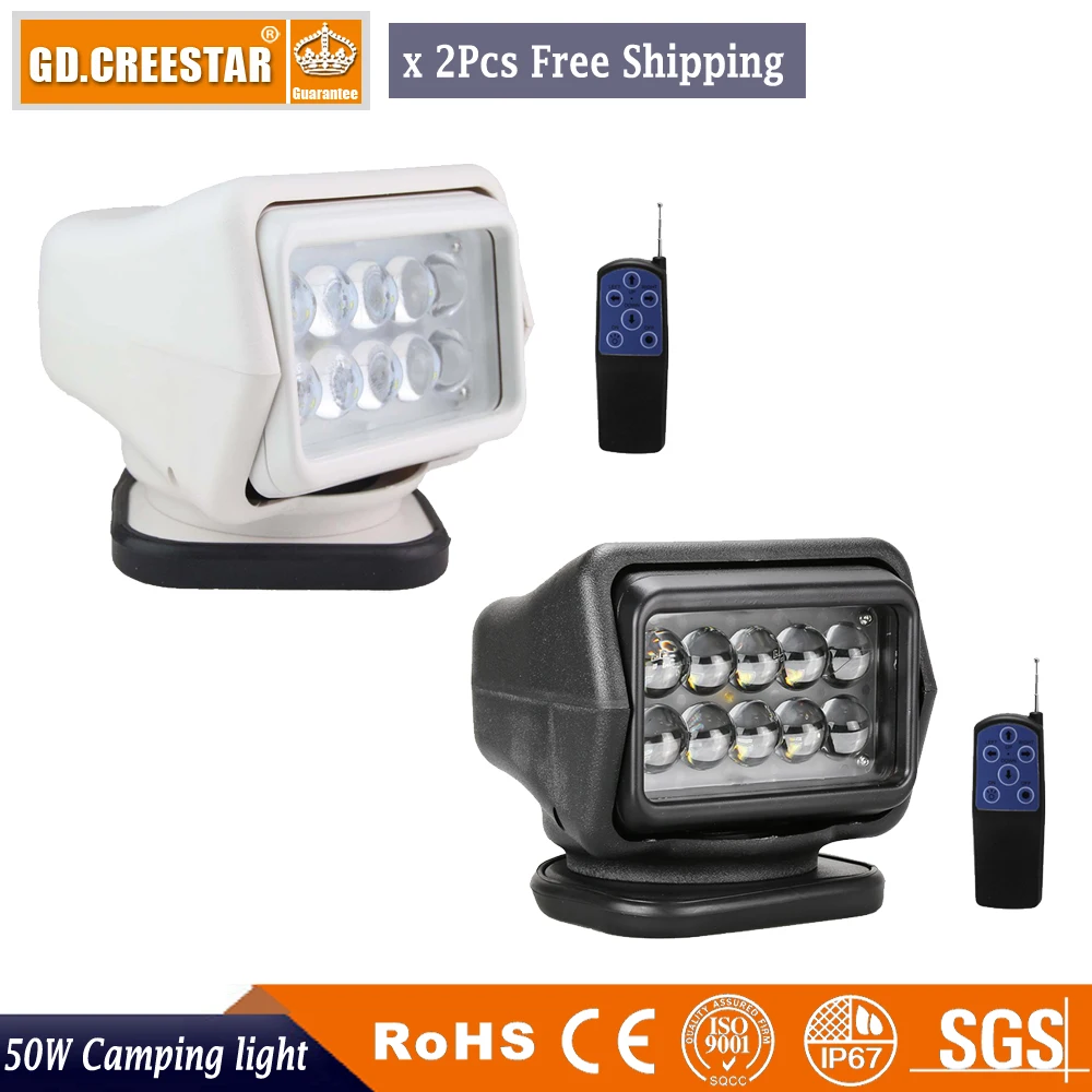 

50Watts LED Magnetic Spotlight Auto Wireless Remote Control Work light 12V 24V 360 degree rotation Searching fishing Light x2pcs