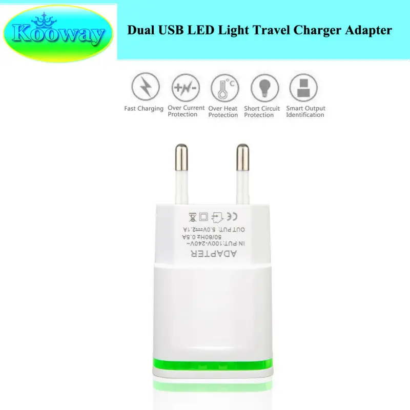 Сетевое зарядное устройство 2 а с двумя USB портами и зарядным кабелем 3 фута типа C