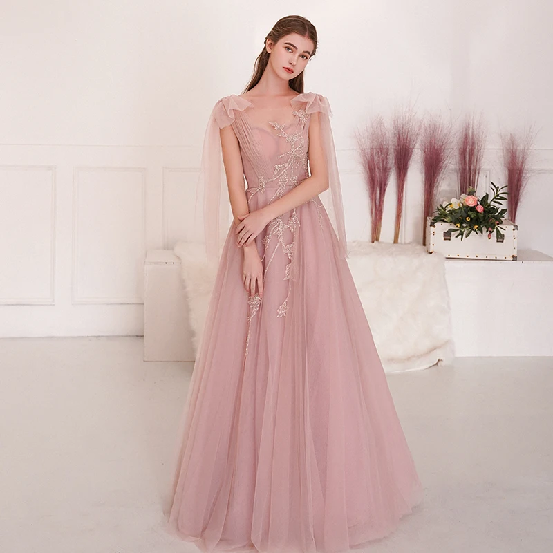 SSYfashion, длинное розовое вечернее платье без рукавов со шнуровкой сзади в пол, вечерние платья, элегантное вечернее платье, Vestido De Noche - Цвет: pink
