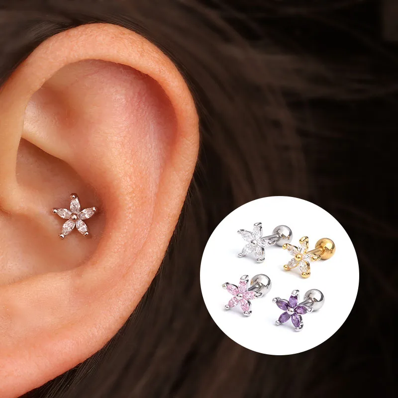 Серьги гвоздики Sellsets для пирсинга изящные украшения прокола козелка ушной