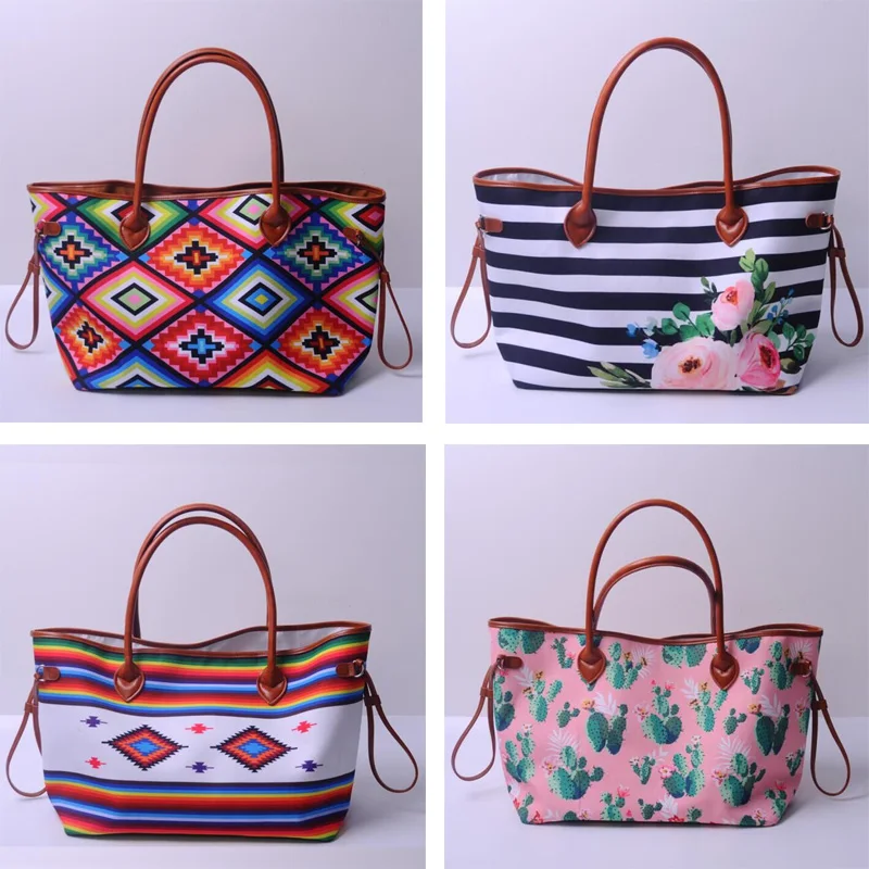 Изготовленный На Заказ Розовый кактус полоса Tote Оптовая Продажа заготовки